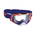 MASQUE/LUNETTES CROSS PROGRIP 3309 TR RAPID BLEU/ROUGE/BLANC ECRAN TRANSPARENT ANTI-RAYURES/ANTI U.V./ANTI-BUEE (HOMOLOGUE CE-EN-N- AC-96025 REV.2)